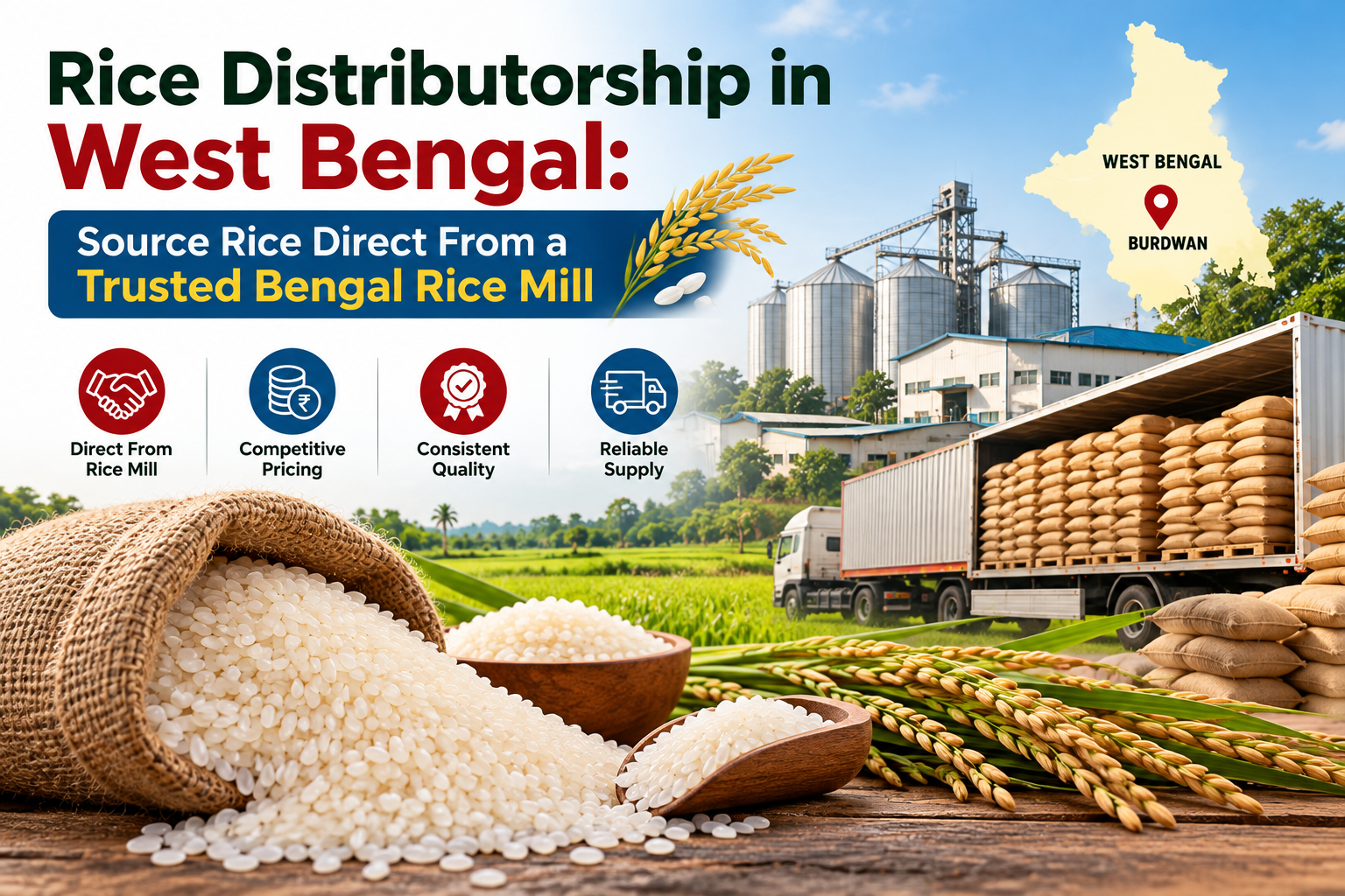 Rice distributorship and bulk rice supply in West Bengal by Durgamata Rice Mill